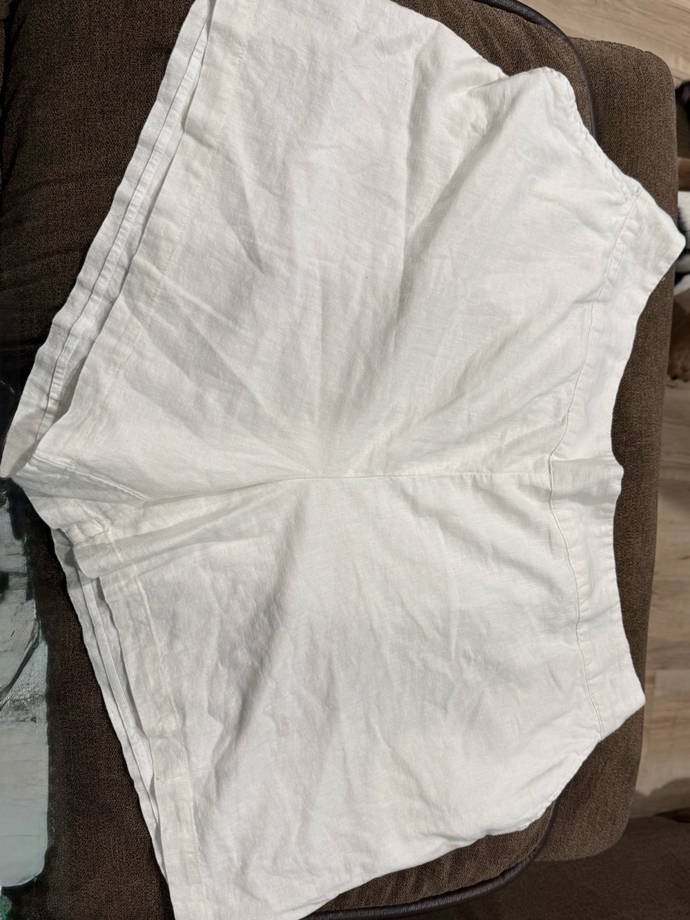 crown & ivy White Linen Blend High-Rise Shorts